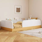 Letto a piattaforma singolo con cuscini, design incantevole e borse portaoggetti