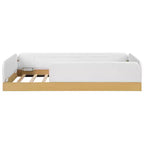 Letto a piattaforma singolo con cuscini, design incantevole e borse portaoggetti