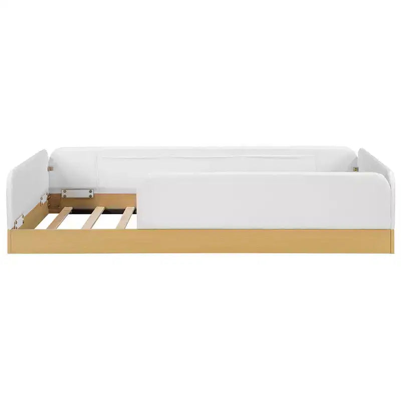 Letto a piattaforma singolo con cuscini, design incantevole e borse portaoggetti