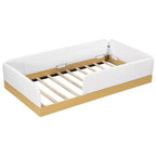 Letto a piattaforma singolo con cuscini, design incantevole e borse portaoggetti