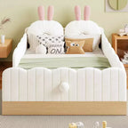 Letto a piattaforma singolo con cuscini, design incantevole e borse portaoggetti