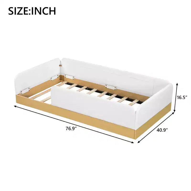 Letto a piattaforma singolo con cuscini, design incantevole e borse portaoggetti
