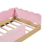 Letto a piattaforma singolo con cuscini, design incantevole e borse portaoggetti