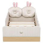 Letto a piattaforma singolo con cuscini, design incantevole e borse portaoggetti