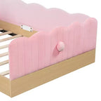 Letto a piattaforma singolo con cuscini, design incantevole e borse portaoggetti