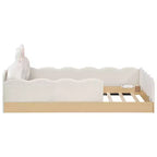Letto a piattaforma singolo con cuscini, design incantevole e borse portaoggetti