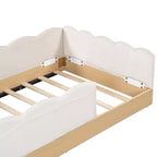 Letto a piattaforma singolo con cuscini, design incantevole e borse portaoggetti