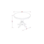 Tavolo da pranzo rotondo a 5 pezzi con top in legno massello finitura lino bianco e 4 sedie