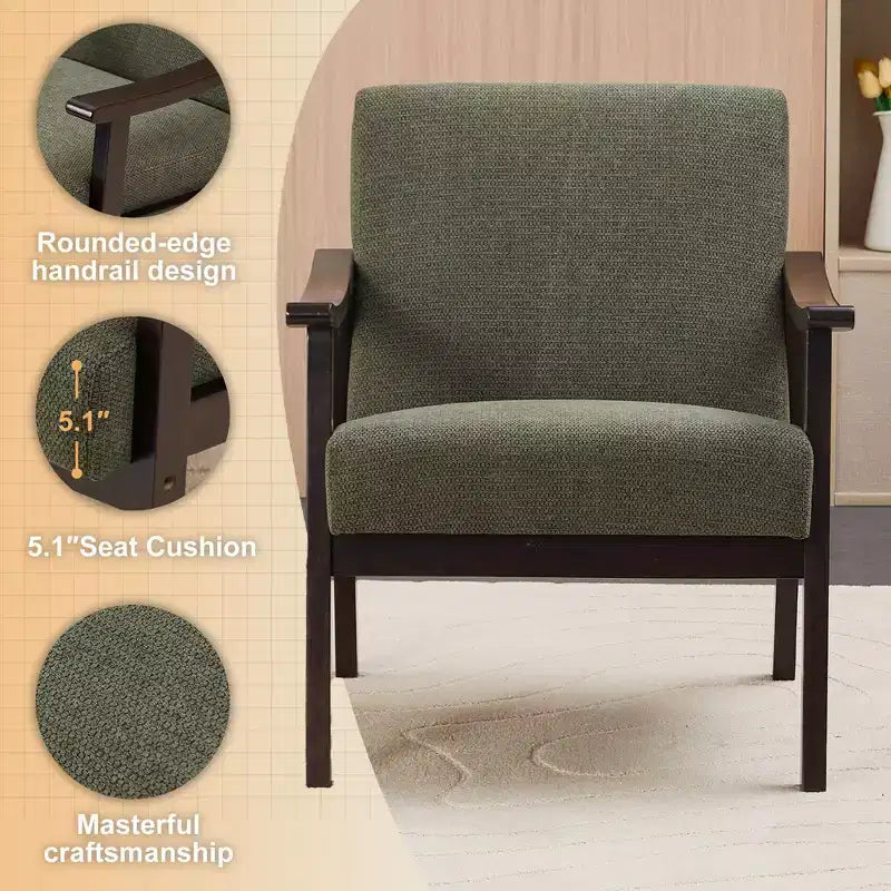 Poltrona moderna imbottita con braccioli in legno curvo