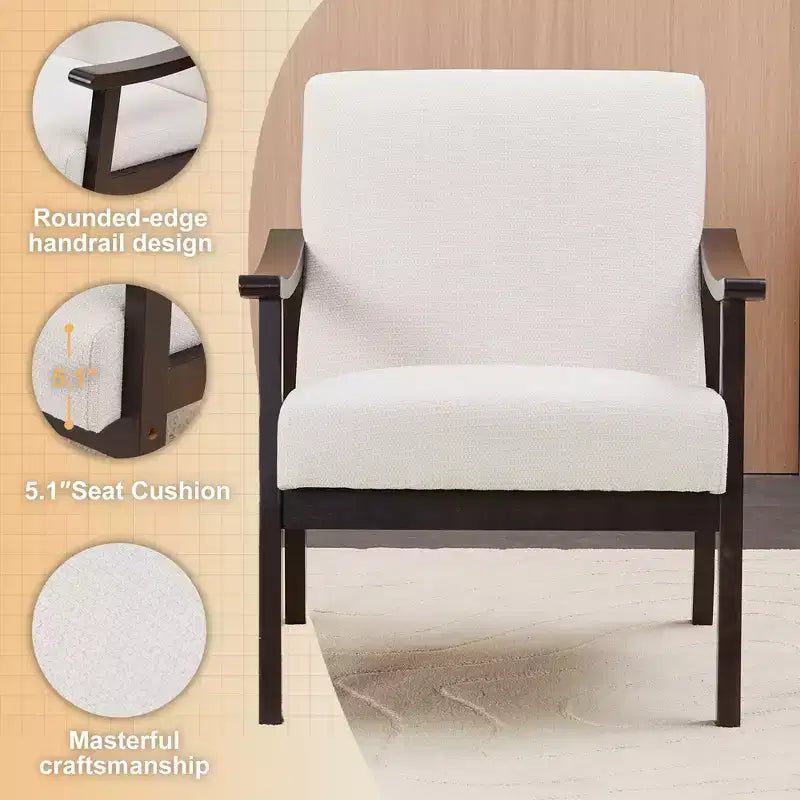 Poltrona moderna imbottita con braccioli in legno curvo