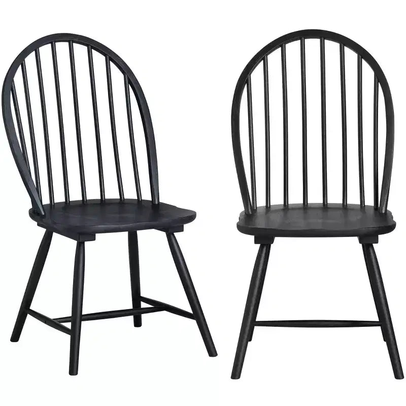 Crestview Collection Set of 2 Black Solid Wood Dining Chair