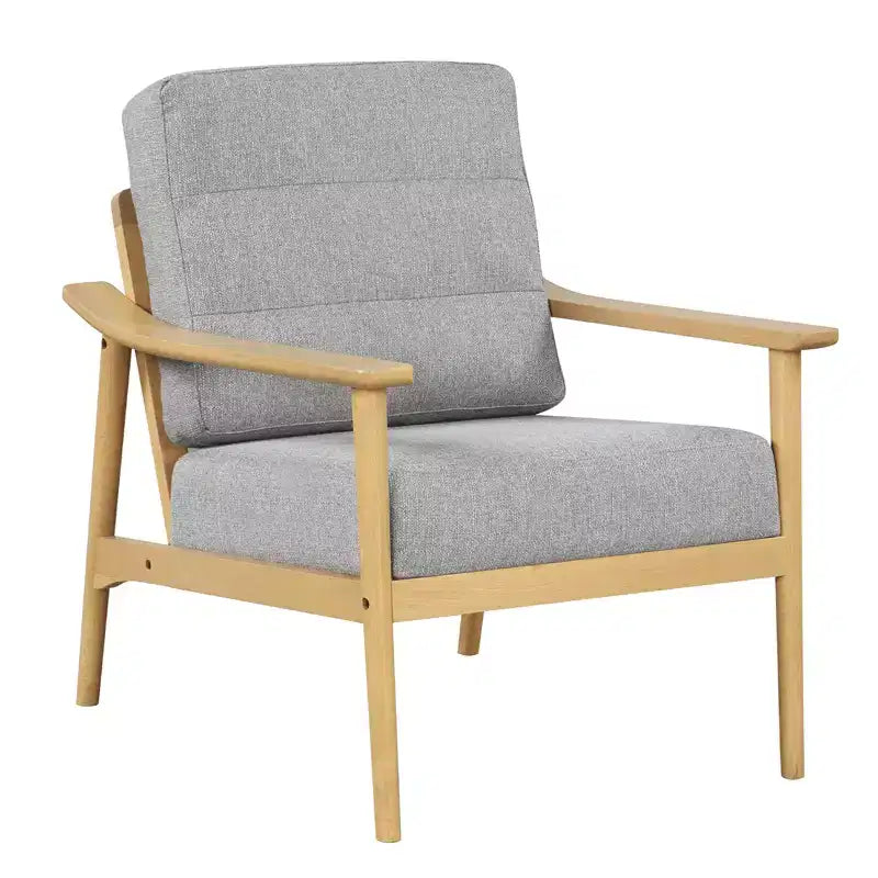 Poltrona moderna accentuata imbottita con braccioli in legno di caucciù