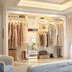 Besiost Washer and Dryer Storage Shelves with Hanging Rod, Laundry Cabinet with Shelves, Reversible Cabinet with Door & Shelf Tower
