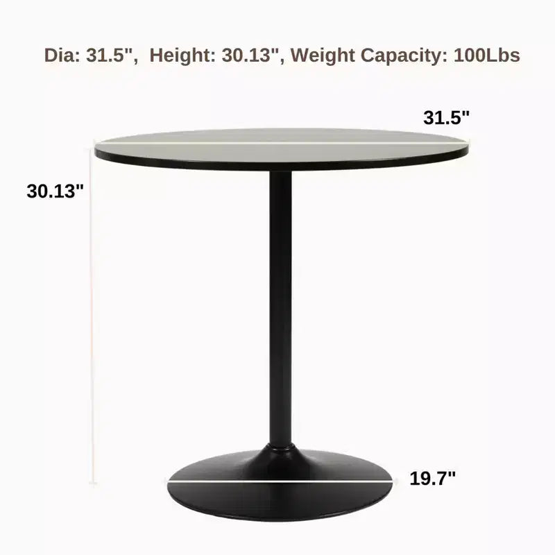 Tavolo da pranzo rotondo da 31,5" con base a piedistallo in metallo