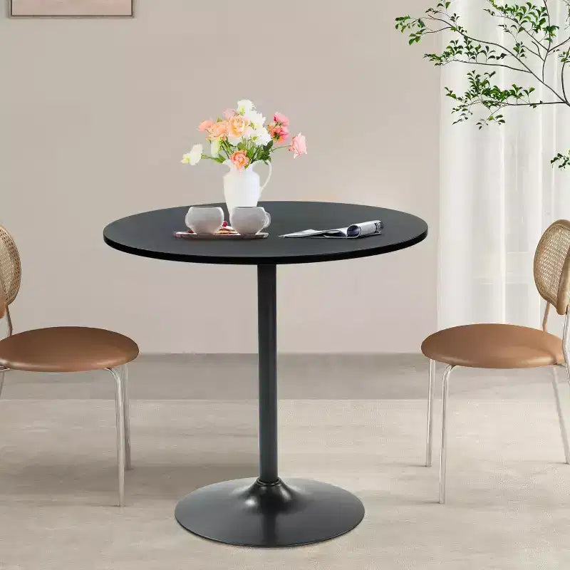 Tavolo da pranzo rotondo da 31,5" con base a piedistallo in metallo
