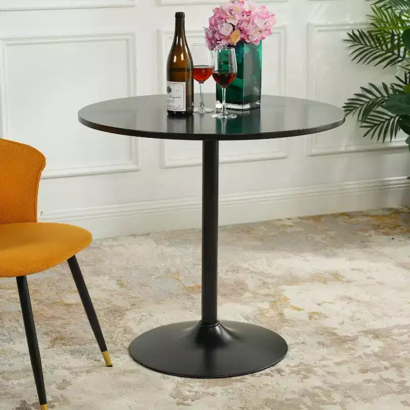 Tavolo da pranzo rotondo da 31,5" con base a piedistallo in metallo
