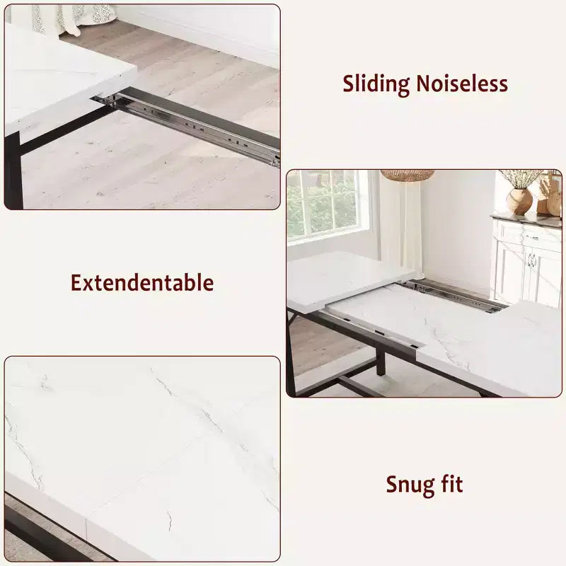 Set da pranzo allungabile 3 pezzi con 2 panche imbottite, set dinette in legno con struttura in metallo per 4-8 persone, cucina per piccoli spazi
