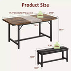 Set da pranzo allungabile 3 pezzi con 2 panche imbottite, set dinette in legno con struttura in metallo per 4-8 persone, cucina per piccoli spazi