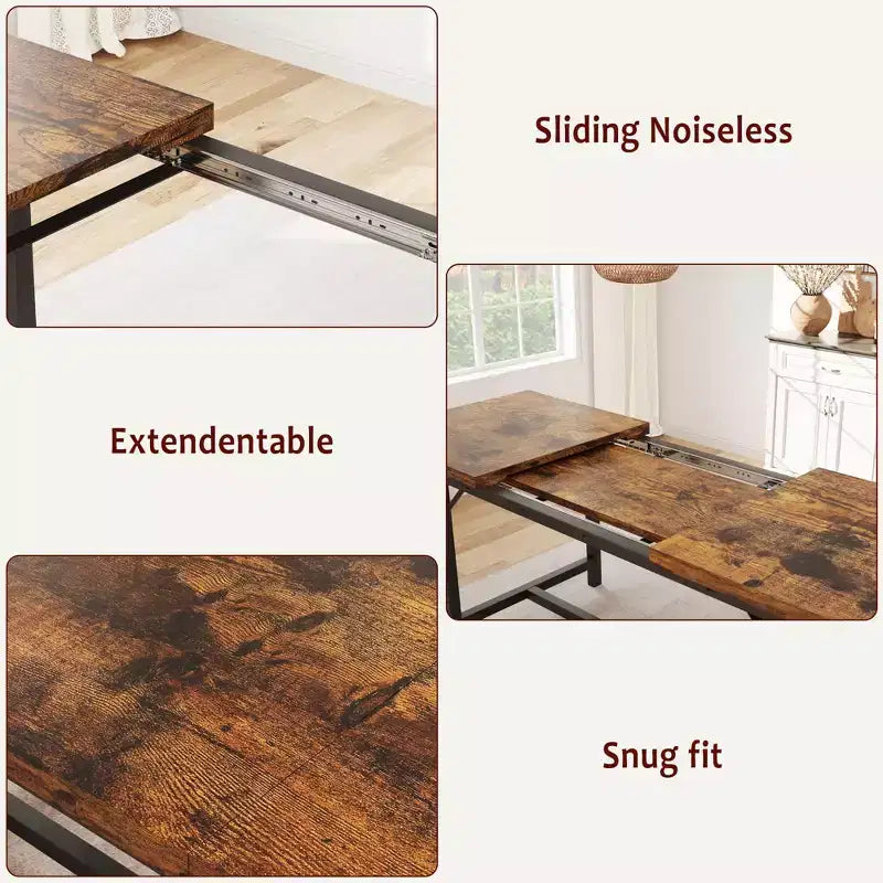 Set da pranzo allungabile 3 pezzi con 2 panche imbottite, set dinette in legno con struttura in metallo per 4-8 persone, cucina per piccoli spazi