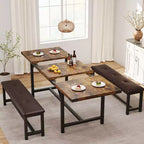 Set da pranzo allungabile 3 pezzi con 2 panche imbottite, set dinette in legno con struttura in metallo per 4-8 persone, cucina per piccoli spazi