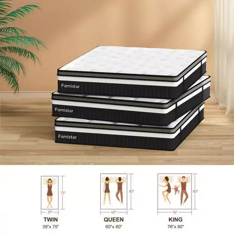 Materasso Matrimoniale 14 Pollici, Materasso in Memory Foam, Materasso Ibrido Rinfrescante con Gel, Letto in Scatola a Media Fermezza per Alleviare la Pressione e Isolare il Movimento