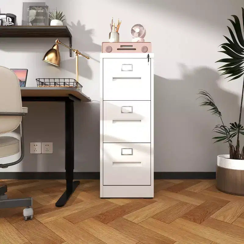 Classificatore verticale in metallo sottile bianco a 3 cassetti da 40H
