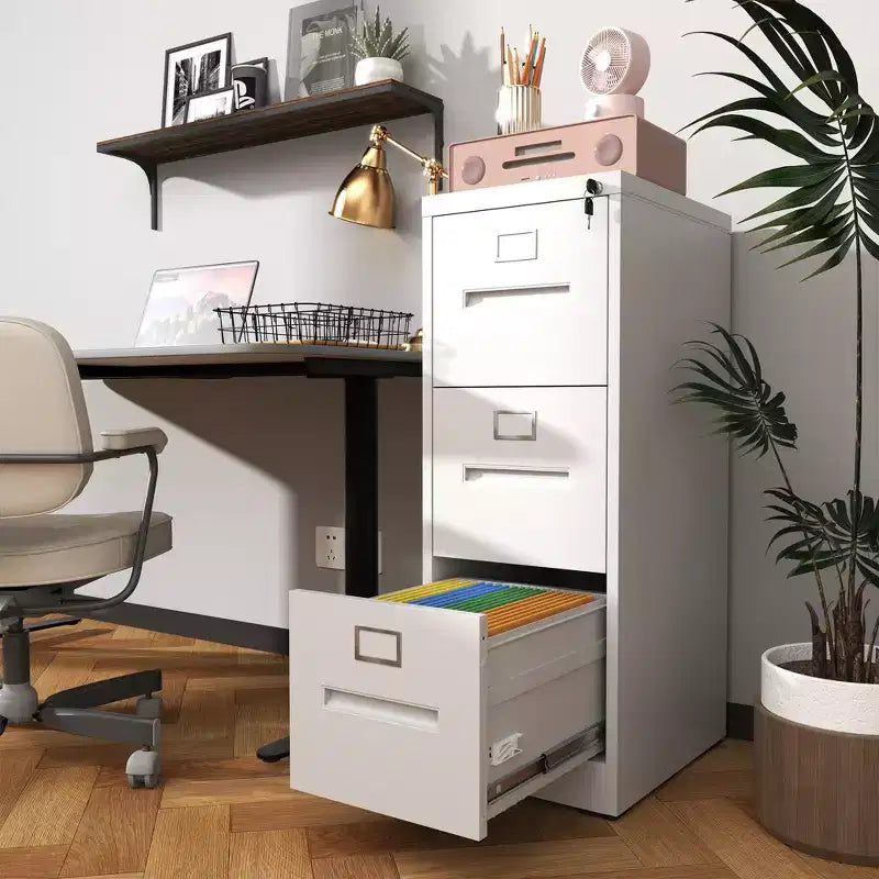Classificatore verticale in metallo sottile bianco a 3 cassetti da 40H