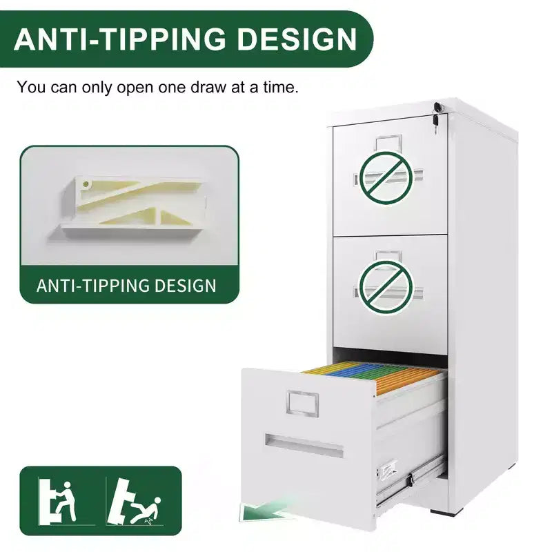 Classificatore verticale in metallo sottile bianco a 3 cassetti da 40H