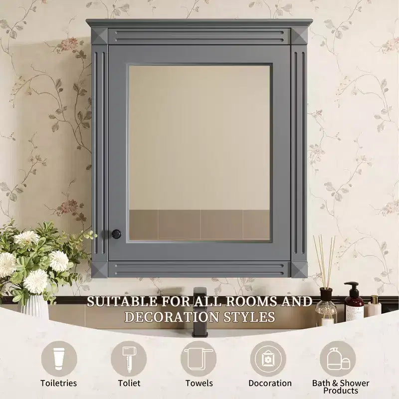 Pensile da bagno 61x68,5 cm con specchio e ripiano regolabile