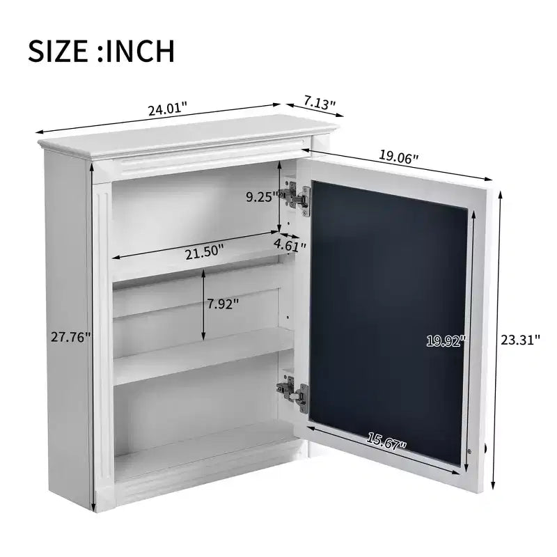 Pensile da bagno 61x68,5 cm con specchio e ripiano regolabile