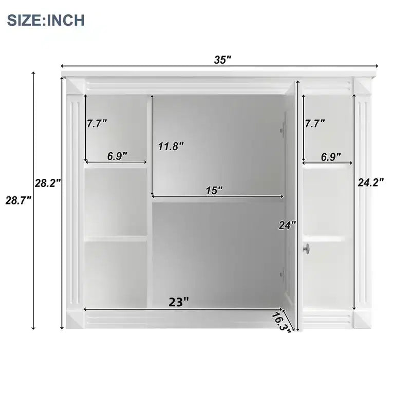 Pensile a specchio 35 x 28 con 6 ripiani aperti