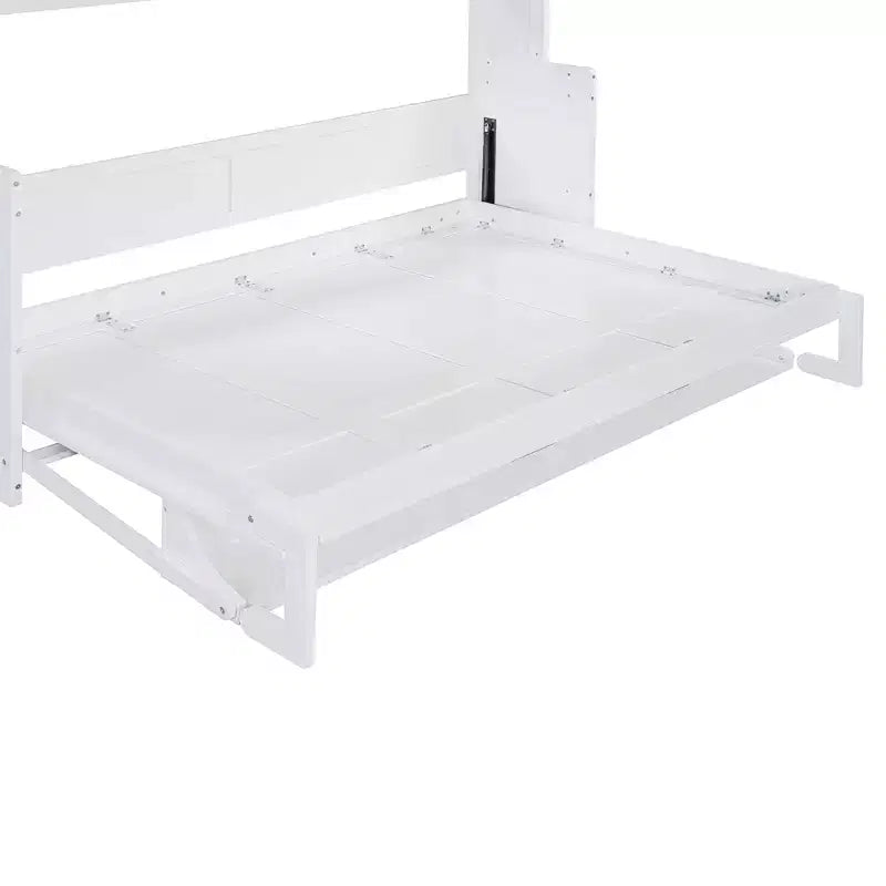 Letto a scomparsa matrimoniale moderno con sollevamento idraulico e scrivania