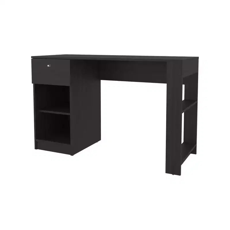 Scrivania per Computer da 120 cm, Scrivania da Studio con Cassetto, Vano a Giorno, Scrivania Moderna con Due Ripiani, Scrivania per Ufficio Domestico, Studio, Piccoli Spazi