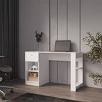 Scrivania per Computer da 120 cm, Scrivania da Studio con Cassetto, Vano a Giorno, Scrivania Moderna con Due Ripiani, Scrivania per Ufficio Domestico, Studio, Piccoli Spazi