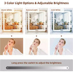 Tavolo da trucco con specchio LED 3 colori di luce luminosità regolabile 6 ripiani 2 cassetti