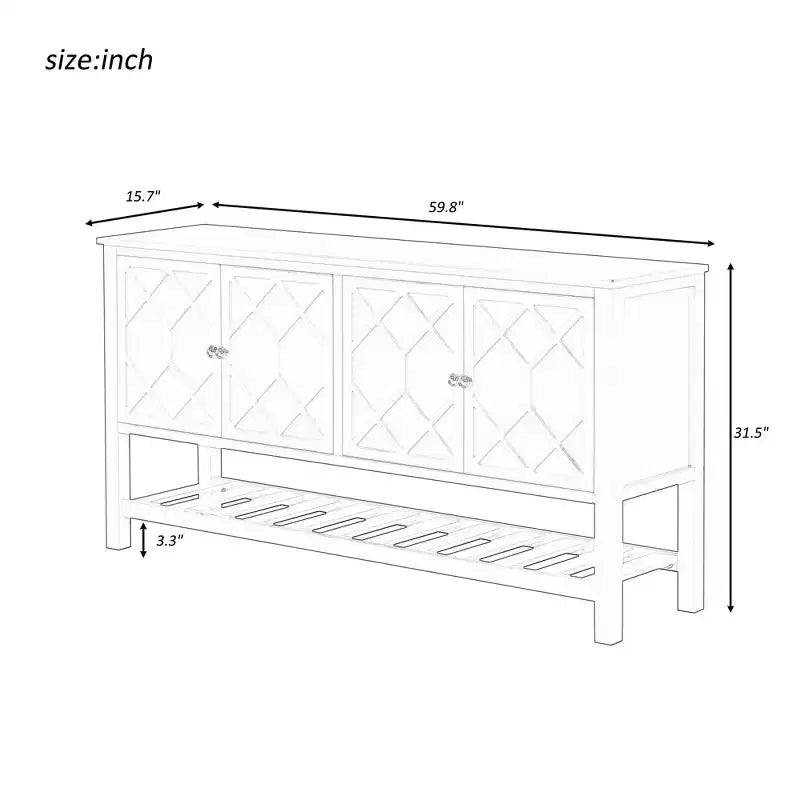 Consolle, Tavolo da divano in legno, Tavolo d'ingresso con 2 ante dal design poligonale, Consolle moderna per soggiorno, atrio, corridoio