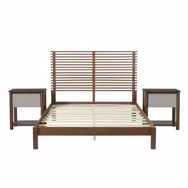 Set Camera da Letto Joy Modern 3 Pezzi in Legno con Testiera e 2 Comodini