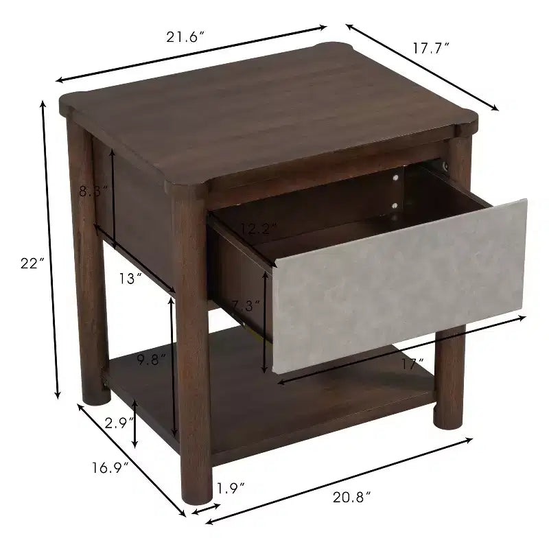 Set Camera da Letto Joy Modern 3 Pezzi in Legno con Testiera e 2 Comodini