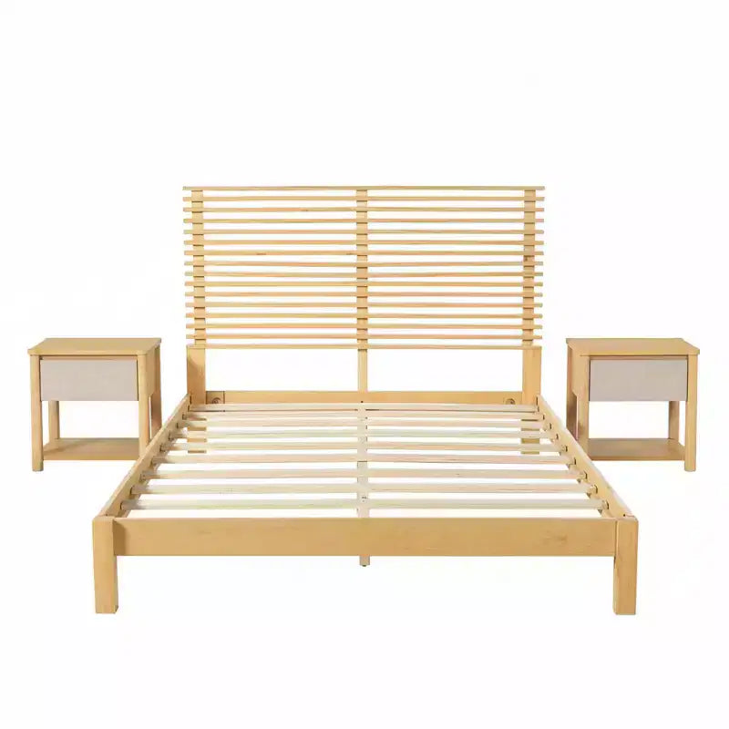 Set Camera da Letto Joy Modern 3 Pezzi in Legno con Testiera e 2 Comodini