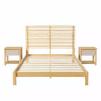 Set Camera da Letto Joy Modern 3 Pezzi in Legno con Testiera e 2 Comodini