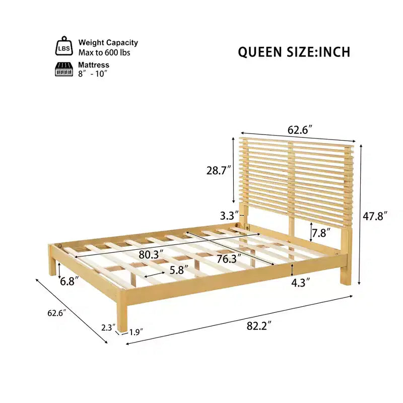 Set Camera da Letto Joy Modern 3 Pezzi in Legno con Testiera e 2 Comodini
