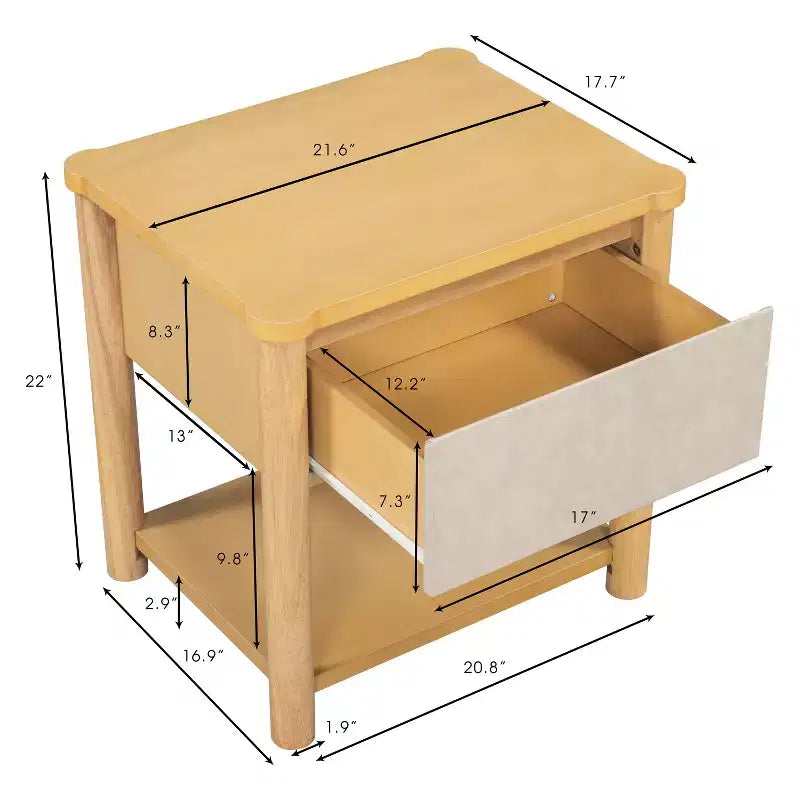 Set Camera da Letto Joy Modern 3 Pezzi in Legno con Testiera e 2 Comodini