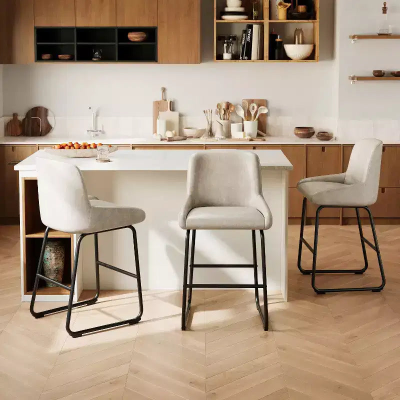 Set di sgabelli da bar ad altezza bancone, sgabelli da bar in pelle PU con schienale e poggiapiedi, sedie da bar moderne senza braccioli per isola cucina e bar di casa