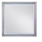 HomeRoots 42 White Wood Square Lighted Dresser Mount Framed Mirror