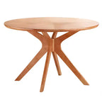 MAYEERTY 47 Round Solid Wood Dining Table, Honey Intersecting Pedestal Base 4-6 Seater for Kitchen & Dining Room