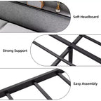 Telaio letto King Size con 2 cassetti portaoggetti, telai letto moderni con testiera a scaffale imbottita, senza rumore, non necessita di rete a molle, grigio
