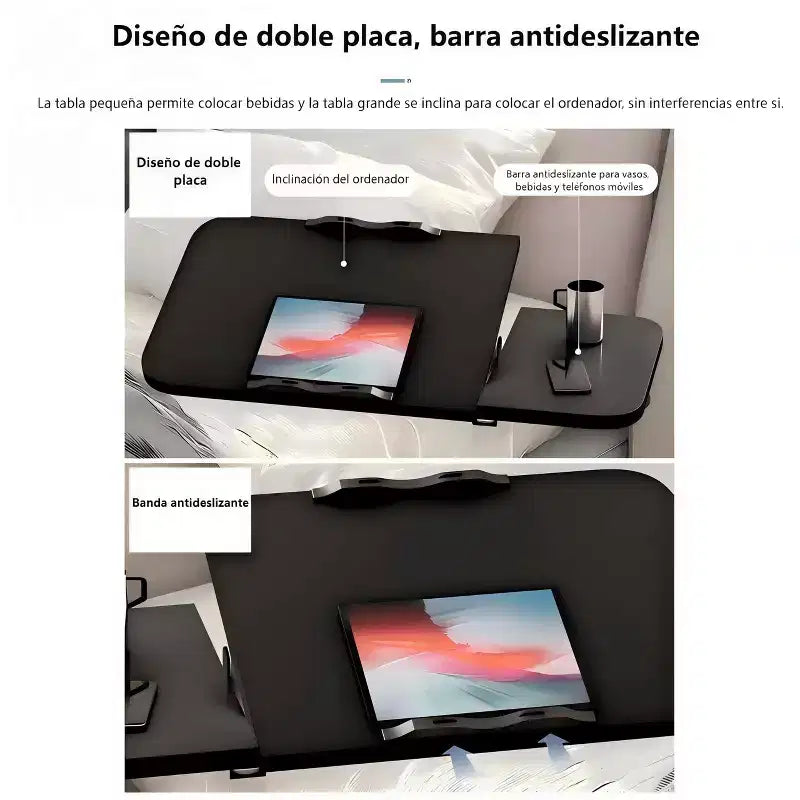 Tavolo Laterale / Servitore da Letto e Divano con Ruote, Scrivania Regolabile in Altezza per Laptop per Casa, Ufficio o Uso Comodino