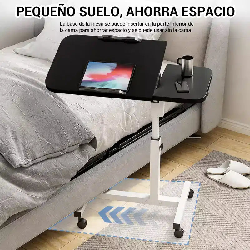 Tavolo Laterale / Servitore da Letto e Divano con Ruote, Scrivania Regolabile in Altezza per Laptop per Casa, Ufficio o Uso Comodino
