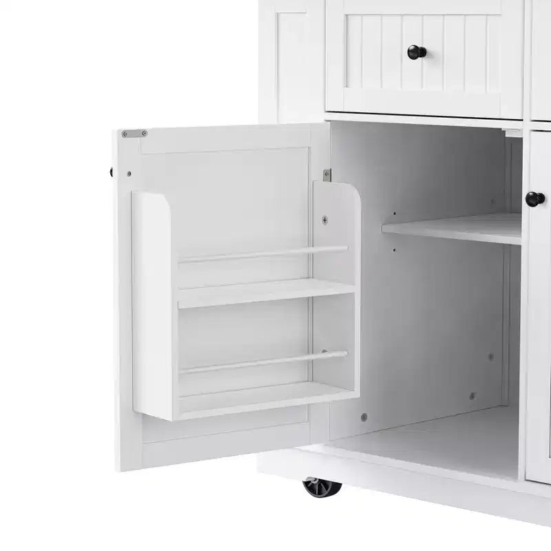 Carrello da Cucina con Isola, Ribaltina, Mobile Contenitore e Ruote
