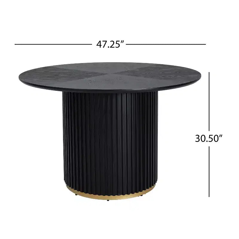 Set da pranzo Linnea Industrial da 5 pezzi con sedie imbottite e tavolo rotondo con base a piedistallo